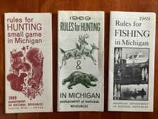 Vintage Michigan Pamphlet Lot 1969 Rules For Hunting Small Game Fishing Ephemera picture