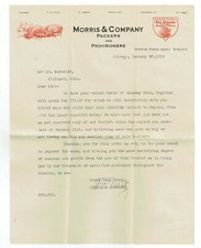 1916 MORRIS & COMPANY CHICAGO HOG PIG DIGESTER TANKAGE ENVELOPE & LETTERHEAD picture