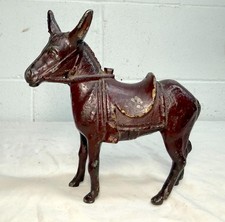 Antique 1920's AC Williams Hand Painted Cast Iron donkey coin penny Still Bank picture