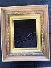 Antique Victorian Deep Well Frame Faux Tortoise Burl Inlay Detail Fits 8x10 Art picture