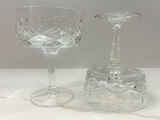 Gorham King Edward Crystal Champagne Coupe Tall Sherbet Glasses Set of 2 Signed picture