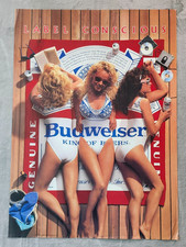 VINTAGE 1987 BUDWEISER BEER LABEL CONSCIOUS POSTER SWIMSUIT GIRLS 28 X 20 picture