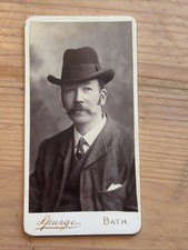 Edwardian Mini CDV Photo Man in Hat 7.5x4cm - Spurge, Bath picture