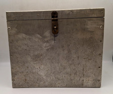 Vintage Unbranded Galvanized Metal Hinged Lidded Box 12” x 7” x 10” picture