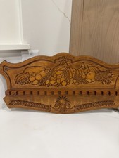 Vintage Wooden Wood Spoon Hankie Doily Wall Display Rack, Cornucopia, 16 Slots picture