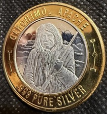 CHIEF GERONIMO SPECIAL NATIVE AMERICAN SERIES Limited Edition 999% Silver .6 Oz picture