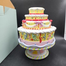 Vintage PartyLite Birthday Celebration Cake Tealight Holder #2076 Ceramic w Box picture