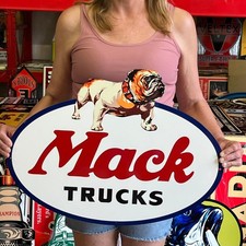 Antique Vintage Style Sign Mack Trucks Bulldog NOT Porcelain Made USA 24x18 picture
