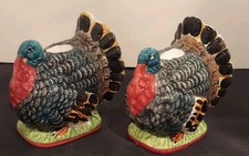 Vintage Oxford Elite Ceramic Turkey Candle Holders Thanksgiving Fall Decor picture