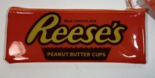 NEW Reese’s Peanut Butter Cup Chocolate Vinyl  Rectangle Zip Pencil Make Up Case picture