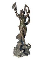 AN ENGLISH PATINATED BRONZE FIGURE OF A LADY BY J.A HATFIELD SIGNED picture