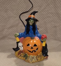 Witch Pumpkin Ceramic Light Halloween Fall Creepy Scary Works Skull Vintage picture