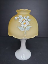 Vintage Westmoreland Fairy Lamp Yellow Satin Hand Painted Daisies 7.5