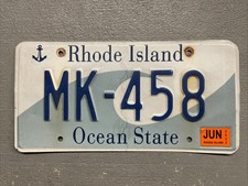 RHODE ISLAND LICENSE PLATE WAVE🌊 ANCHOR ⚓️ OCEAN STATE MK-458 JUNE 2022😎 picture