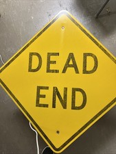 Vintage '' DEAD END '' Heavy Metal Highway Sign - 24” x 24” picture