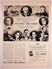 Vintage 1930s Victor Red Seal Records Ad Heifetz Rachmaninoff Menuhin Paderewski picture