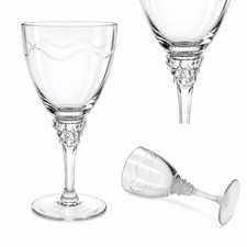 Tiffin Franciscan Rose Marie Etched Crystal Wine Glasses Set 6 Vintage MCM 7.5” picture