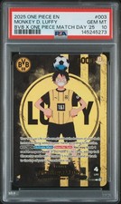 2025 ONE PIECE PROMOS BVB X ONE PIECE MATCH DAY 2025 #003 MONKEY D. LUFFY PSA 10 picture