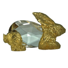 Crystal Zoo Bohemia lead crystal Bunnie Rabbit figurine hand made 18kt gold New picture