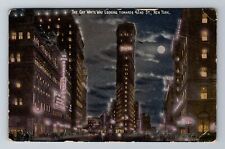 New York City NY, White Way, 42nd St, Moonlight, Vintage c1917 Postcard picture