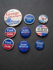 Vtg Political Campaign Pins Button Lot Reagan Bush Ford Dole George Hansen 9pc picture