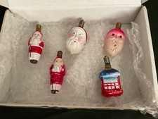 4 - Vintage Glass Figural Light Bulbs double sided face Santas & Chinese Lantern picture