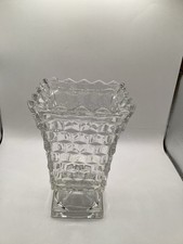 Vintage Heavy Lead Crystal Fostoria Square Foot Vase picture