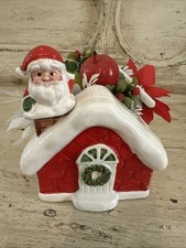 Rare Vintage Inarco Japan Santa House Christmas Chimney Ceramic Planter picture