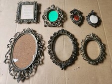 Lot Of 7 Vintage Made In Italy Brass Colored Metal Picture Frames Ornate Glass picture