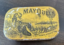 Vintage 1890's Tobacco Advertising May Queen Flat Pocket Tin Empty picture