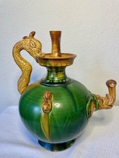 Vintage Chinese Tang Dynasty Style Sancai Glazed Ceramic Ewer – Dragon Motif picture