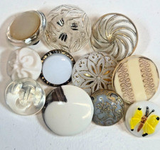 Vintage Antique Glass Button Lot Mixed Czech Art Glass Moonglow Gilt Butterfly picture
