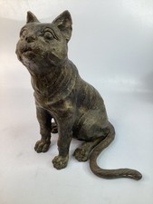 11” Vintage Antique metal Brass Cat Doorstop statue 8lbs (L6) picture