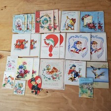 HUGE Lot Of 24 Vtg Greeting Cards Assorted 1950s 1960s Birthday Christmas & More picture