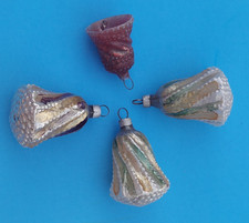 (4) Antique Bumpy Bells Glass Christmas Ornaments picture