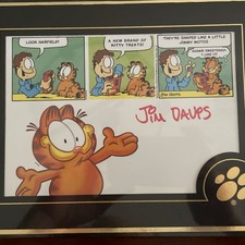 Vintage 1997 Garfield Comic Strip Signed Jim Davis Paw Kitty Treats Sealed Print picture