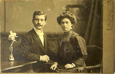 Two Circa 1900 Sepia Studio Portrait Photographs of Couples from Germany picture