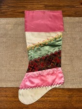 VTG Victorian Quilted Christmas Stocking picture