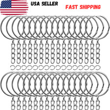 50PCS Bulk Keychains Set, Split Keychains Rings with Chain 1 Inch, Key Rings picture