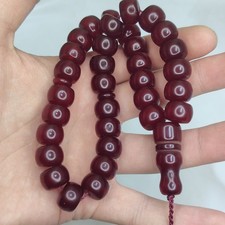 Faturan Marbled Style Bakelite Cherry Red Prayer Beads Tesbih Misbaha 64g picture
