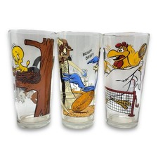 Vintage Looney Tunes Pepsi Glasses Set of 3 Burger King Promo 1975 Tweety Coyote picture