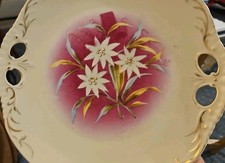 Antique 1900s Victoria Carlsbad Austria 9.5” Floral Porcelain Pierced Hand Plate picture