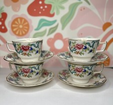 FLORADORA GOLD by Booths Royal Doulton Tea Cup & Saucer England Set Of 4 picture