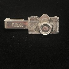 Vintage Silver Tone Pentax Camera Tie Clip, With Initials F. R. G. picture