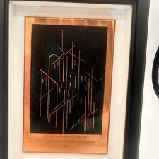1956 Finch College NYC Ex Libris Suzanne Stern Etched Copper Plaque Bookplate ?? picture