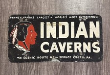 Vintage 1950’s Indian Caverns License Plate Spruce Creek Pennsylvania picture