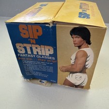 Vintage 1983 Spencer Gifts Sip N Strip Fantasy Glasses Set 4 w/ Original Box picture