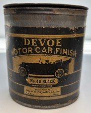 Vintage 1920s Devoe Motor Car Finish Paint Tin Can Auto Touring Car NOS Unopened picture
