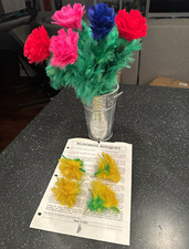 Vintage Blooming Bouquet Magic Trick Prop-Feather Flowers w/ Vase&Instructions  picture