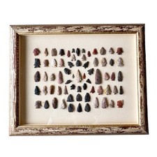 Archaic Point Collection Yavapai Coconino Arizona Framed Display 68 pcs 21 x 17 picture